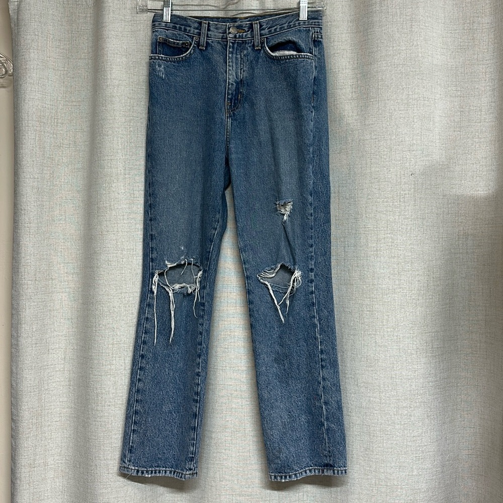 * SALE * CARMAR Los Angeles blue denim wide straight leg knee hole jeans pants